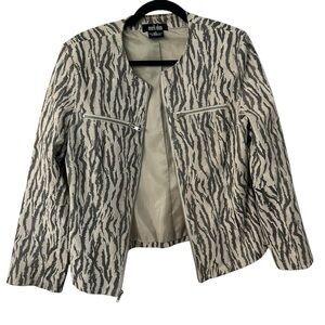 Mark Alan Women’s Long Sleeve 100% Genuine Leather Zebra Print Jacket Sz S GUC